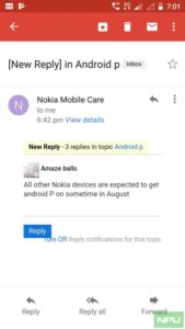 Nokia Android P update