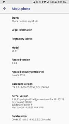 Mi A1 Android 8.1 OTA