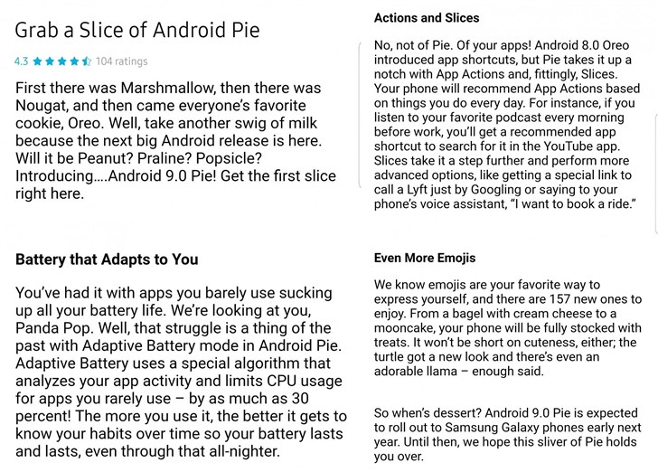 Samsung Android 9 Pie update