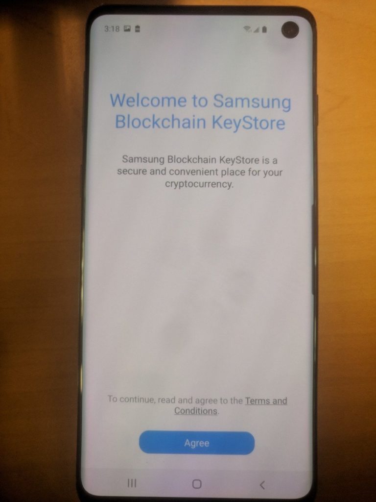 Samsung Galaxy S10 crypto wallet