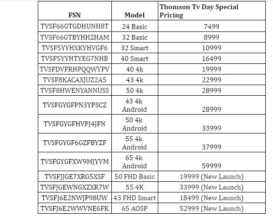 Thomson TV Day offers