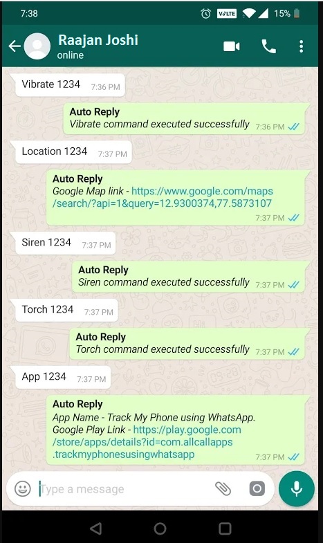 Track My Phone using WhatsApp